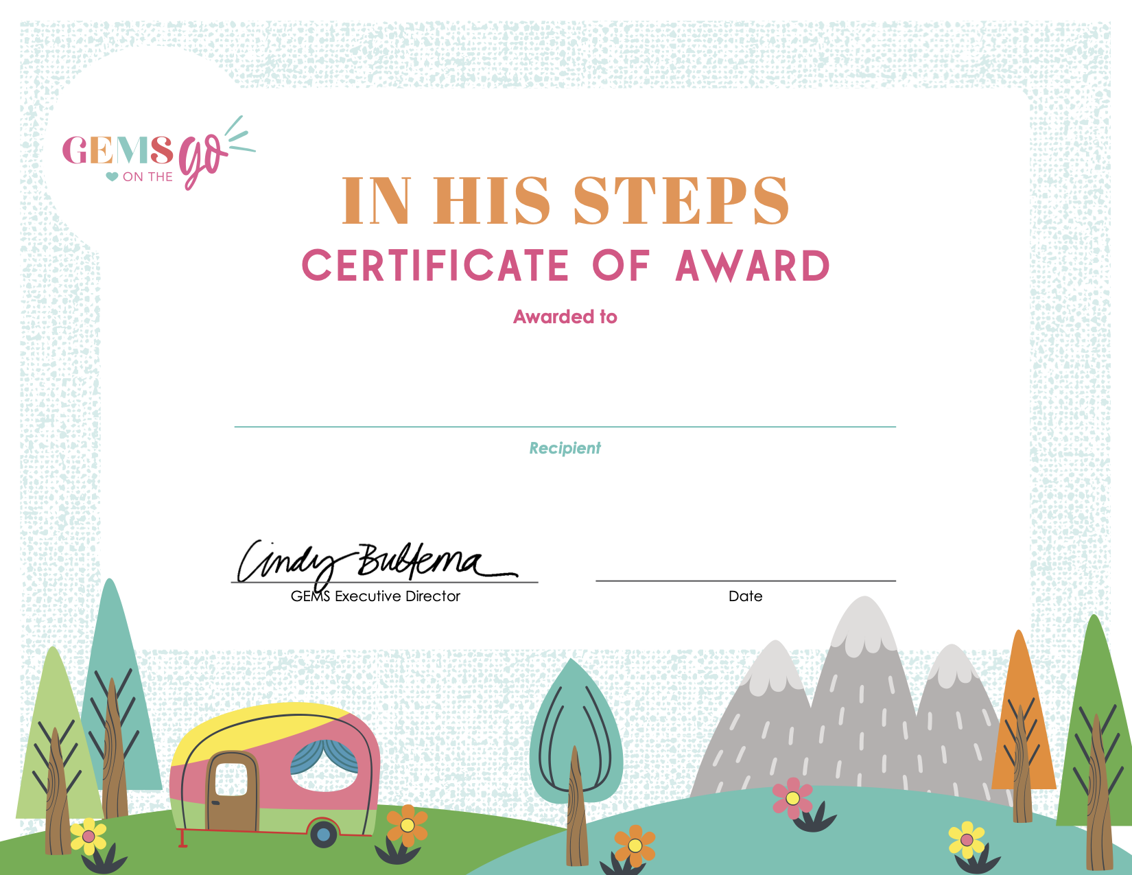 In His Steps Badge and Certificate